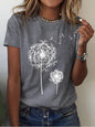 Women's Casual Dandelion Print Knit T-Shirt