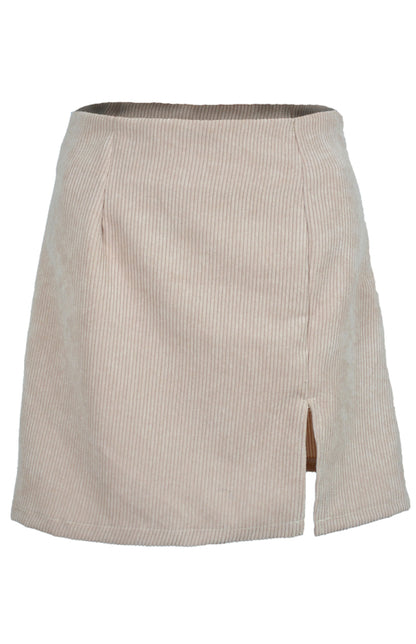 High Waist Corduroy Skirt Solid Split A-Line Skirt