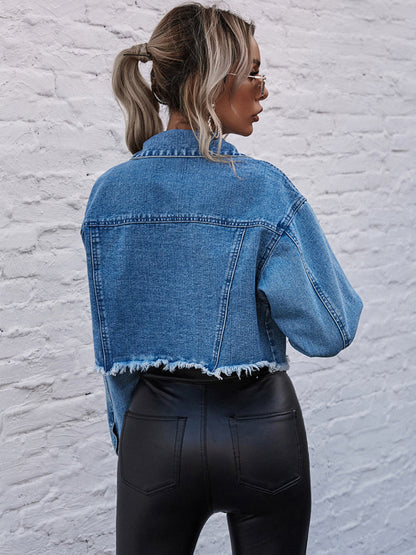 Ladies Fashion Loose Cropped Denim Jacket