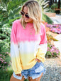 New Ladies Tie Dye Rainbow Gradient Print Long Sleeve Sweatshirt