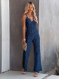 Sexy Temperament Elegant Lace Jumpsuit Mid Waist Casual Pants Smooth Lining