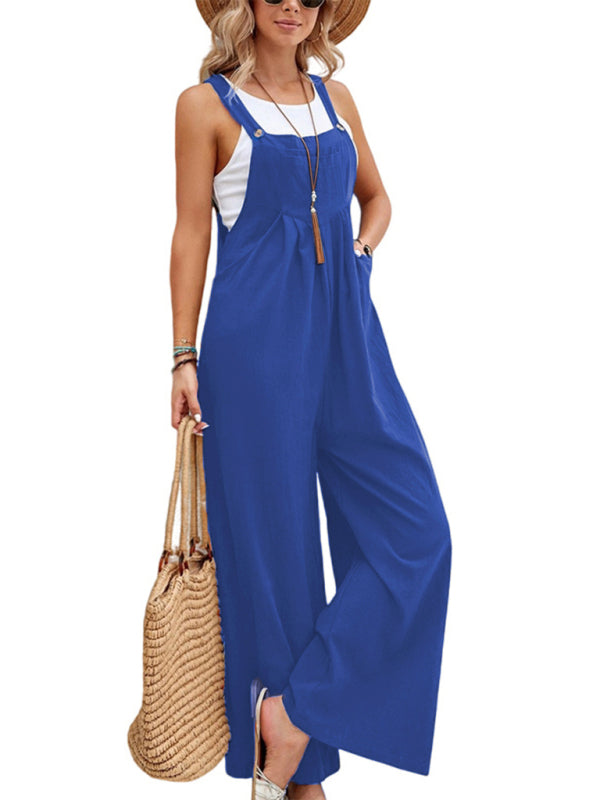 Women's Solid Color Casual Bib Trousers