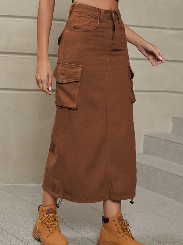 Women's Utility Cargo Midi Skirt