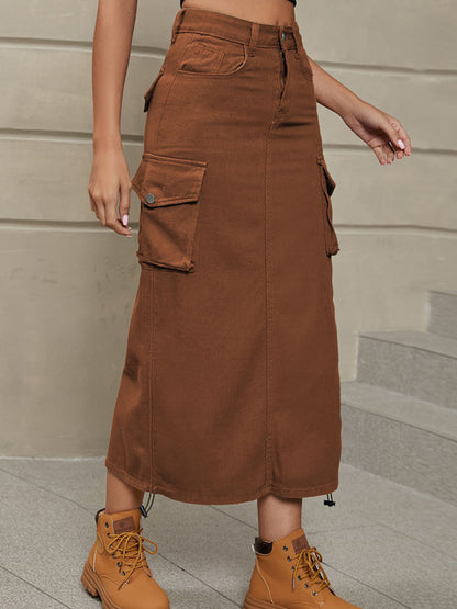 Women's Utility Cargo Midi Skirt