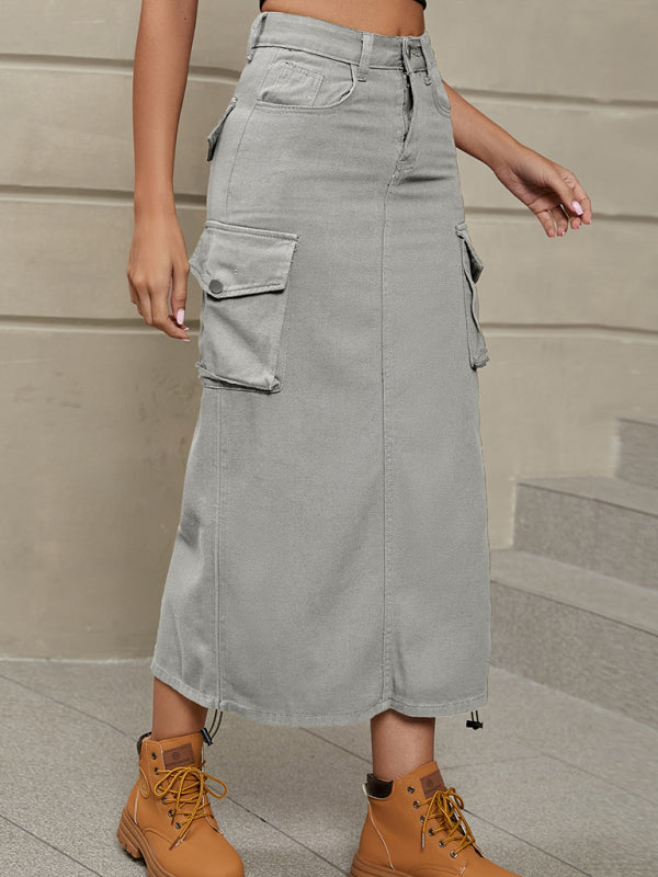 Women's Utility Cargo Midi Skirt