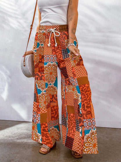 New Loose Floral Colorblock Casual Pants