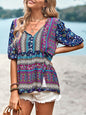 Bohemian Print Button Up Women's Blouse