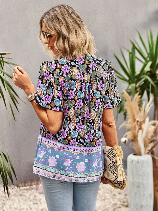 Boho Floral Print Summer Women's Shirt