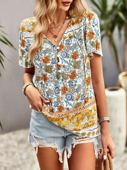 Boho Floral Print Summer Women's Shirt