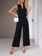 New women's elegant V-neck tie commuter sleeveless jumpsuit