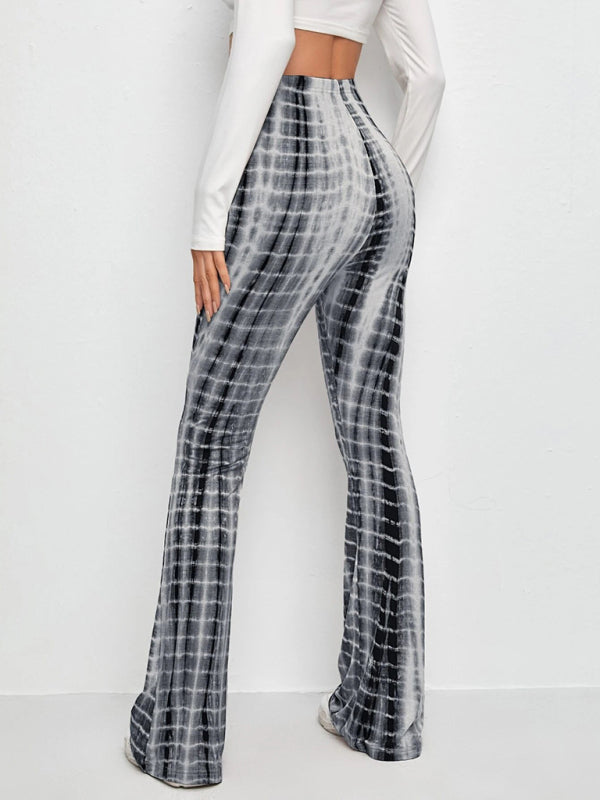 Printed Slim Hip Lift Stretch Casual Flared Trousers