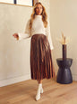 New shiny pleated high-waisted A-line mid-length skirt