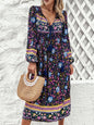 Women's Casual Resort Printed Bohemian Long Sleeve Dress