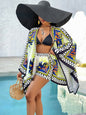 Women's casual printed cardigan shorts two-piece set