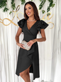 New Summer Commuting Solid Color V-Neck Waist Ruffle Sleeve Fashion Dress