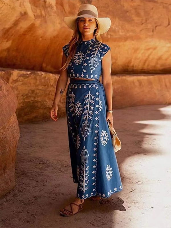 New Fashion Printed Holiday Style Two-piece Dress