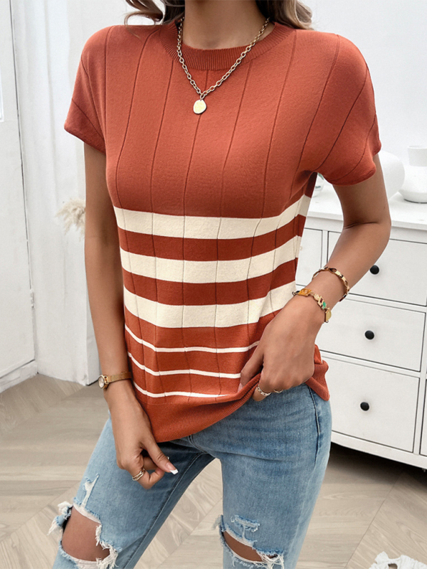 Women's Spring and Summer Temperament Slim Striped Sweater