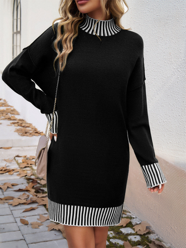 Contrast Color Panel Sweater Dress