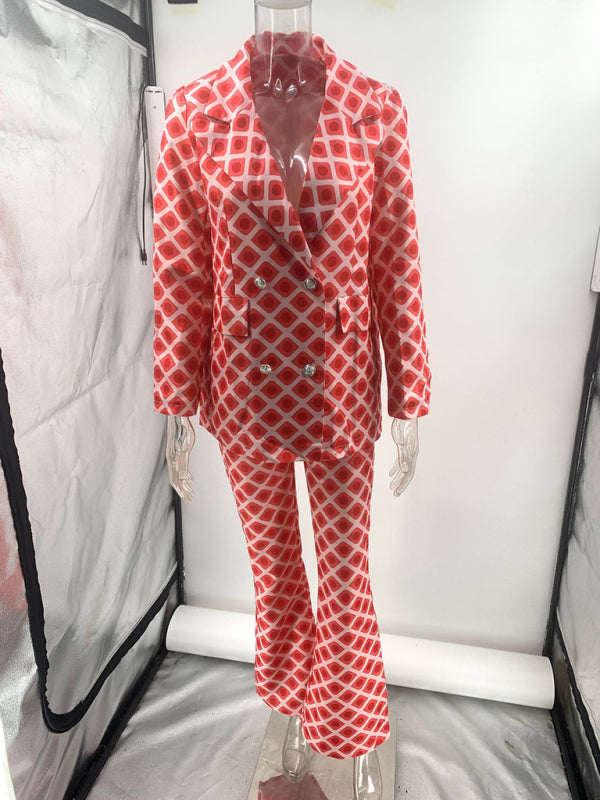 Autumn and Winter Fashion Casual Printed Women's Two-Piece Suit Set