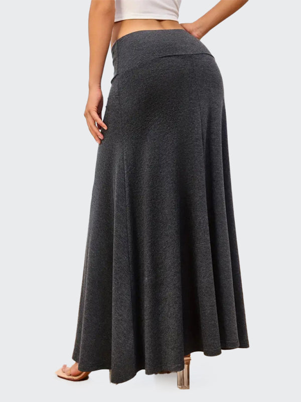 Solid color a-line knitted skirt