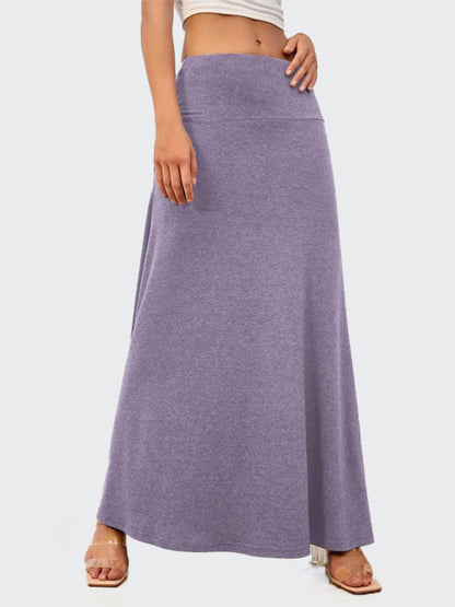 Solid color a-line knitted skirt