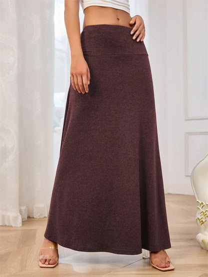 Solid color a-line knitted skirt