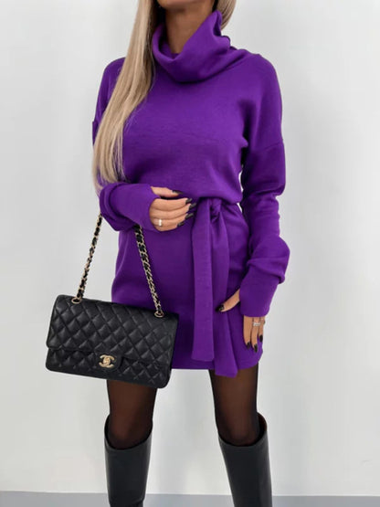 Casual women's pullover double collar one-step dress