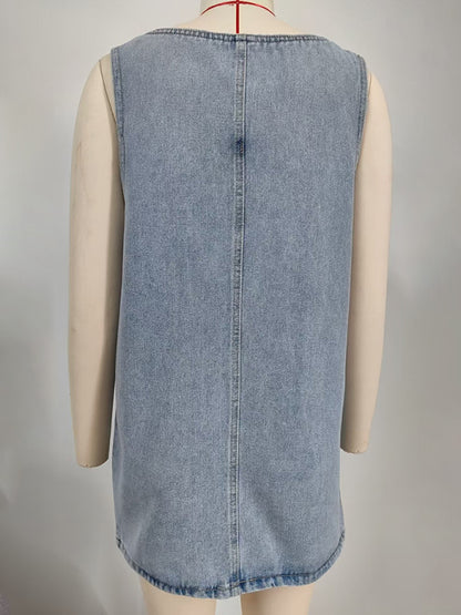 New Washed Denim Overalls Suspender Dress