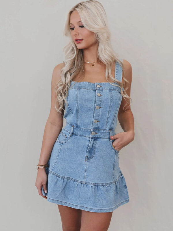 New Fashion Suspender Hottie Denim Dress