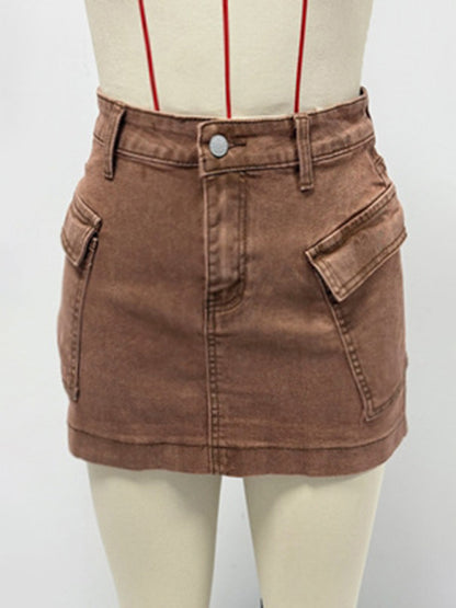 New hot girl workwear denim skirt washed slim hip skirt