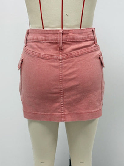 New hot girl workwear denim skirt washed slim hip skirt